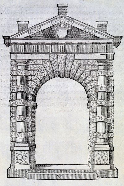 Porta doppia con colonne singole intrecciate, da 